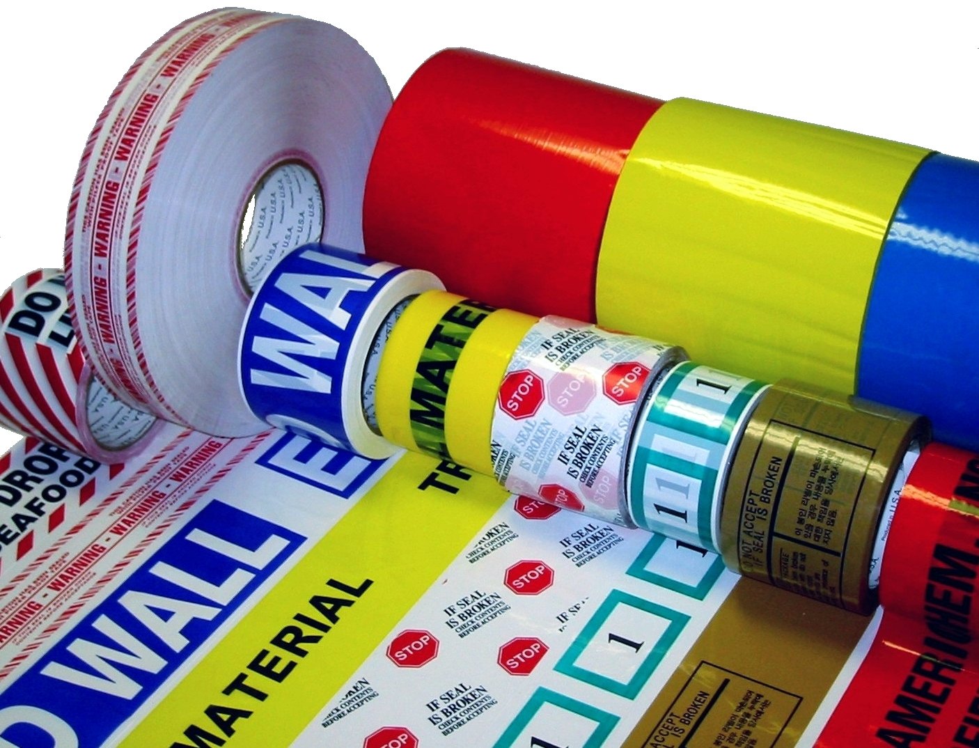 PRINTED TAPE CLEAR OR ON WHITE 48 MM X 50 M - MIN ORDER QTY 180 ROLLS